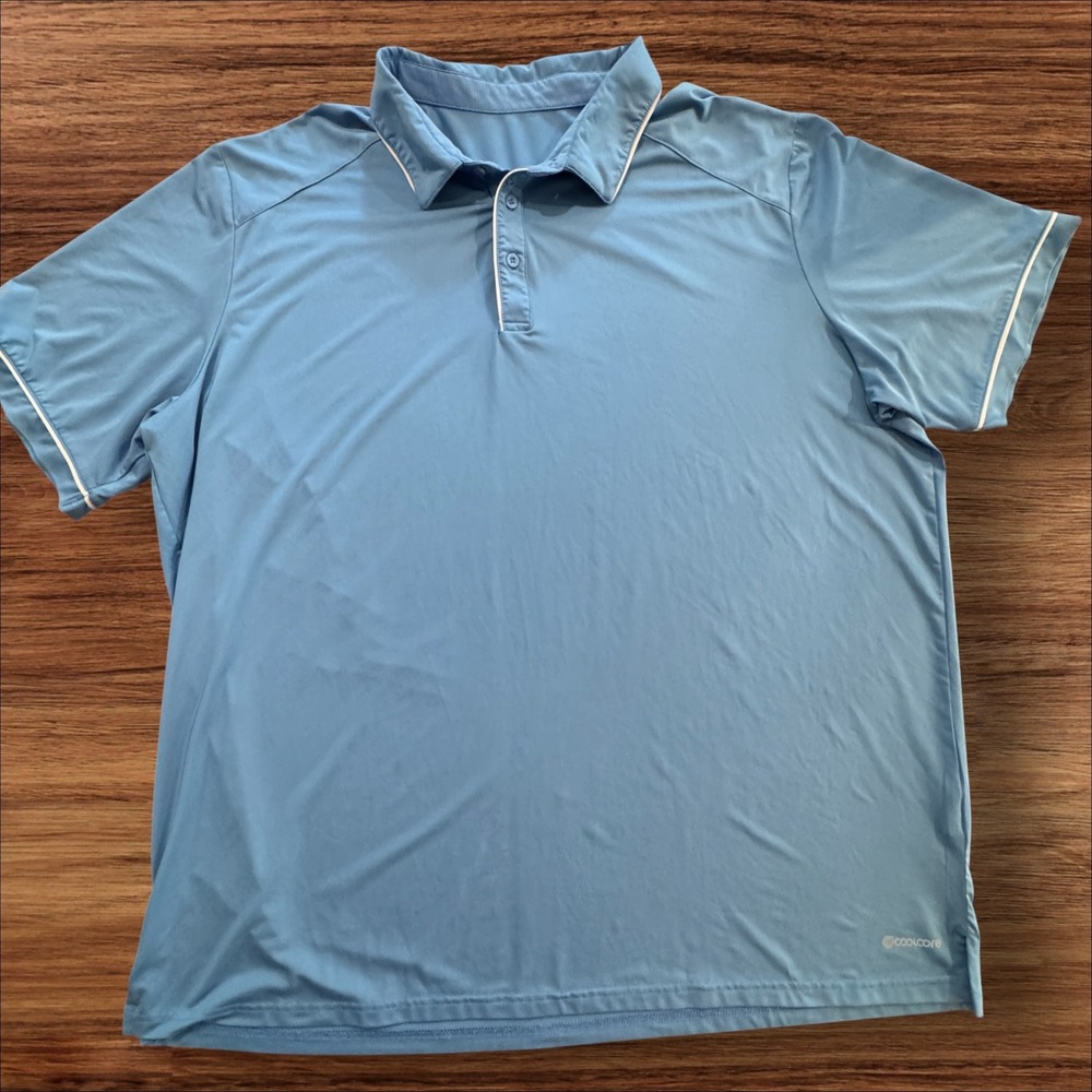 Holloway Coolcore Polo Shirt XXL Light Blue Short Sleeve Athletic White Piping - Picture 2 of 15